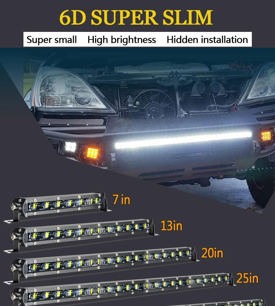 1/2PCS Super Bright LED Work Light Bar 6D Lens 25inch 120W Off Road Accessories 4x4 Foglight For Lada Truck Vehicle Sidelight