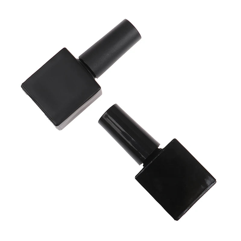 10ml Empty UV Black Square Nail Polish Bottle + Small Brush Nail Art Container Glass Nail Oil Bottles