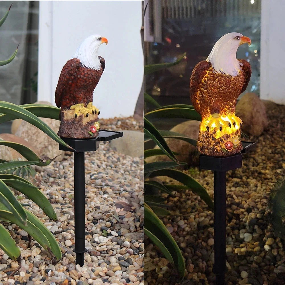 Waterproof Solar Power LED Light Garden Path Yard Lawn Owl Animal Ornament Lamp Outdoor Garden Decor Accessories Eagle Statues