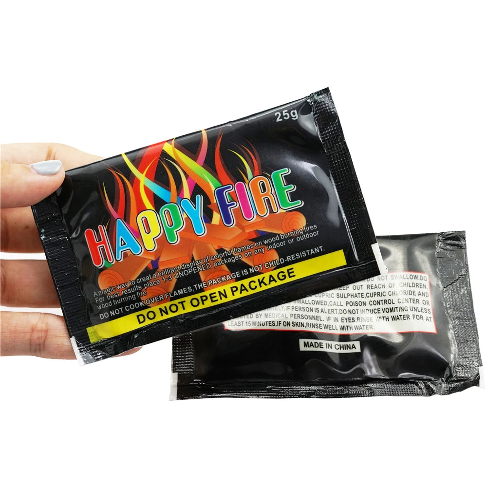 Colorful Flames Powder Bonfire Magic Fire Fireplace Color Sachet Pyrotechnics Magic Trick Outdoor Camping Hiking Survival Tool