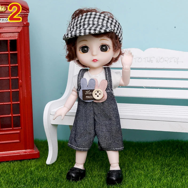 New 16 cm BJD Mini FASHION Toy DOLL With Clothes MINIATUR Kids Dolls Girls Baby Beautiful Dress Up 1/12 Birthday Gifts 3D Eyes