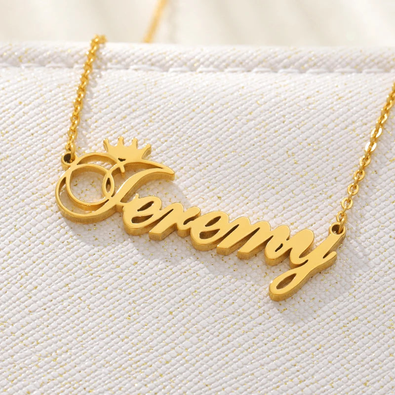 Personalized Crown Name Necklace Custom Queen Princess Crown Charm Necklace Jewelry Gifts For Mom Wife Daughter Girlfriend