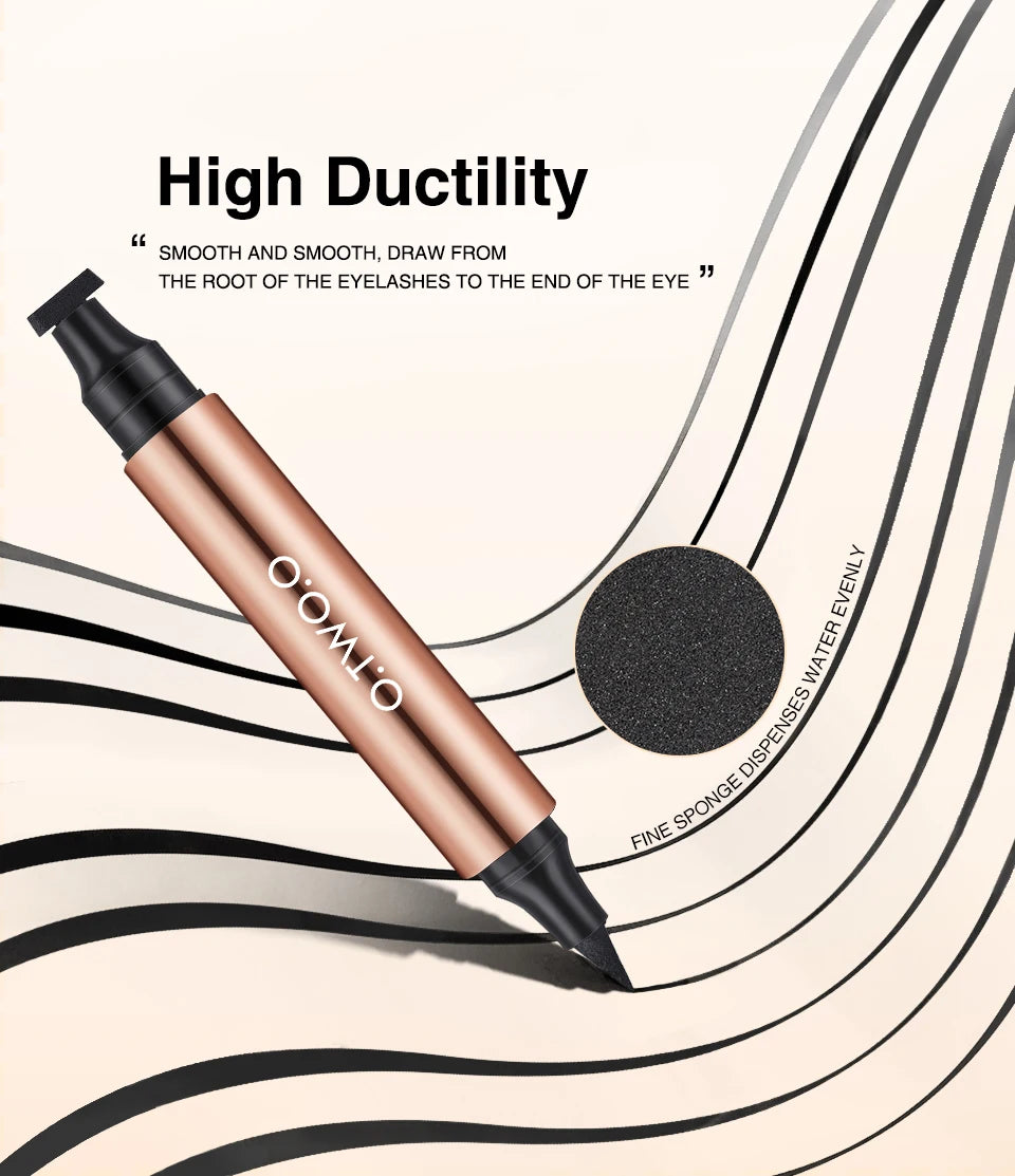 O.TWO.O Eyeliner Stamp Black Liquid Eyeliner Pen Waterproof Fast Dry Double-ended Eye Liner Pencil Make-up for Women Cosmetics