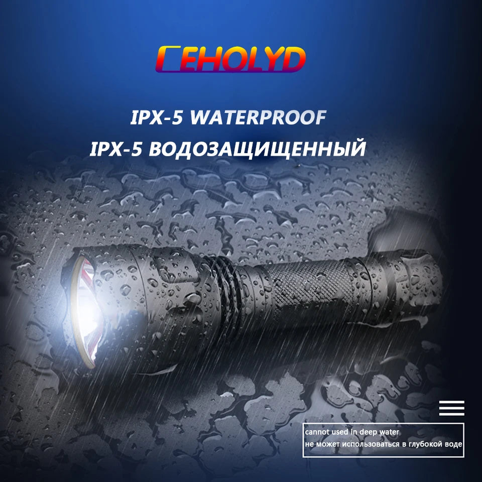 XHP50 Tactical Light Flashlight Lamp Torch 5 Shock Resistant Hard Defense Led Bulbs C8 Litwod Hunting Aluminum Black T6 3800 15W