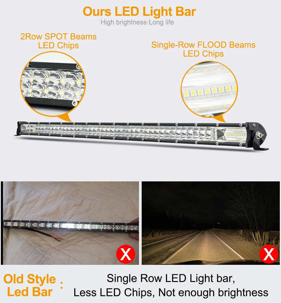 Tripcraft Ultra-Slim 120W 180W 240W 300W 4x4 led bar for Car Tractor UAZ Offroad 4WD ATV Truck Car accessories for vehicles