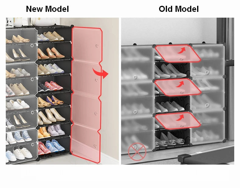 US Shoe Rack Large Capacity Boot Storage 12 Cube Organzie Modular DIY Plastic 6 Tier 24-96 Pairs of Shoe Tower Cabine