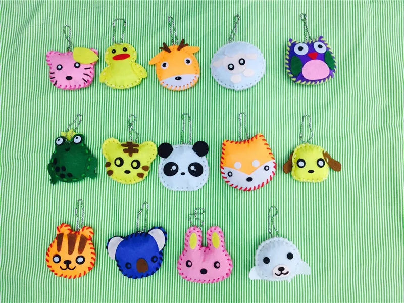 10Pcs/lot Handcraft Toys for Children Non-woven Fabric DIY Handmade Pink Bag Keychain Ornaments Arts Crafts Kits Creative Toy