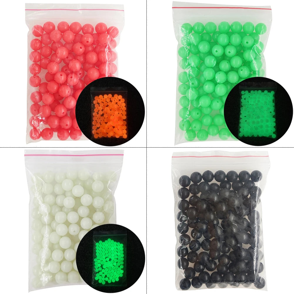 100pcs/pack Hard Round Fishing Beads Plastic Rig Beads 3mm-12mm Fishing Stopper Carp Fishing Gear Accessory