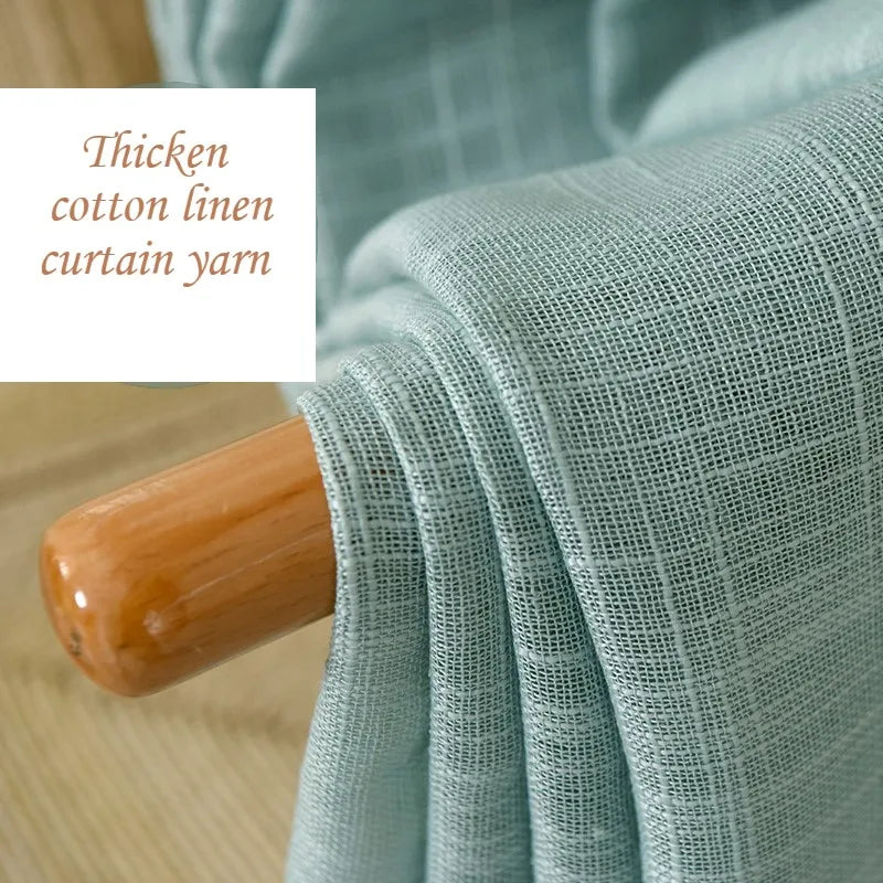 Simple modern cotton slub curtain yarn pure color cotton linen curtain yarn is thickened white curtain yarn for bedroom living