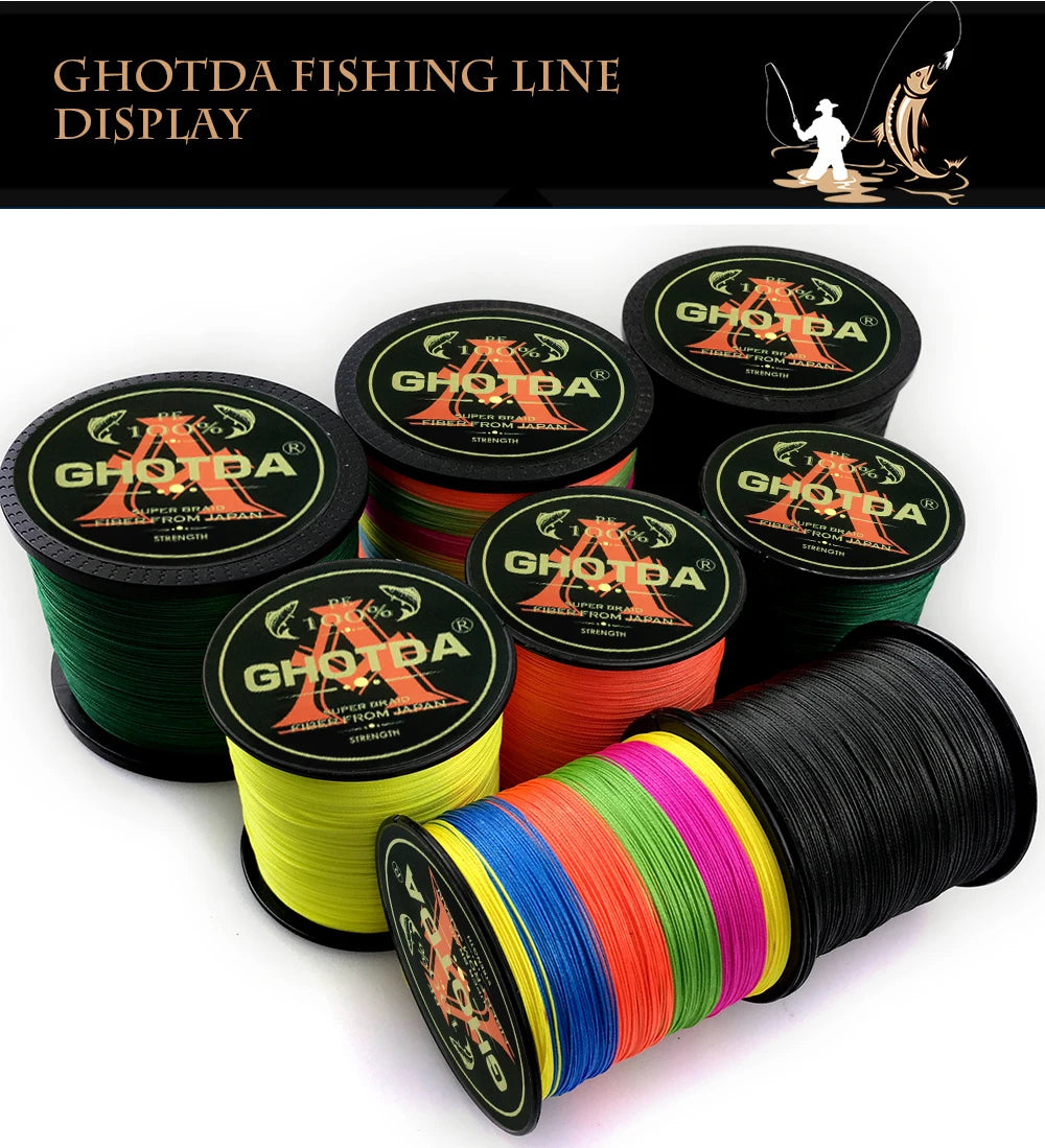 Ghotda 8X Super Strong Braided Fishing Line Multicolor Multifilament Carp Fishing Line 1000m-300m Fishing Gear