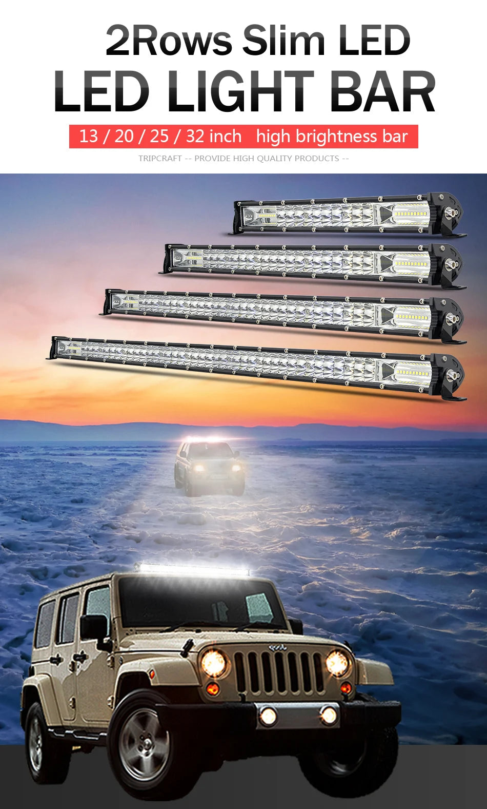 Tripcraft Ultra-Slim 120W 180W 240W 300W 4x4 led bar for Car Tractor UAZ Offroad 4WD ATV Truck Car accessories for vehicles