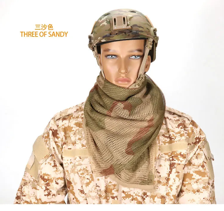 Cotton Camouflage Tactical Mesh Scarf Sniper Face Veil Camping Hunting Multi Purpose Hiking Scarve Ghillie Suit Clothes