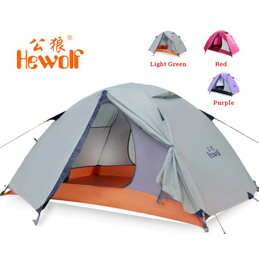 Hewolf 1595 Outdoor Double Layer Ultralight Aluminum Pole Waterproof Windproof Camping Tent 2.51KG Beach Barraca