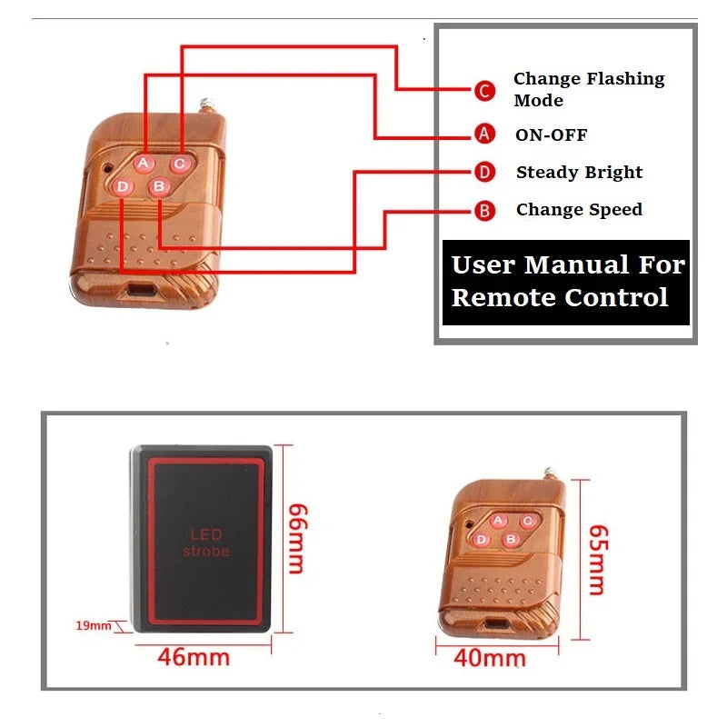 4 In 1 Amber Truck LED Strobe Flash Dash Emergency Warning Light 12V Wireless Car Emergency Flashing Light For Truck Trailer SUV