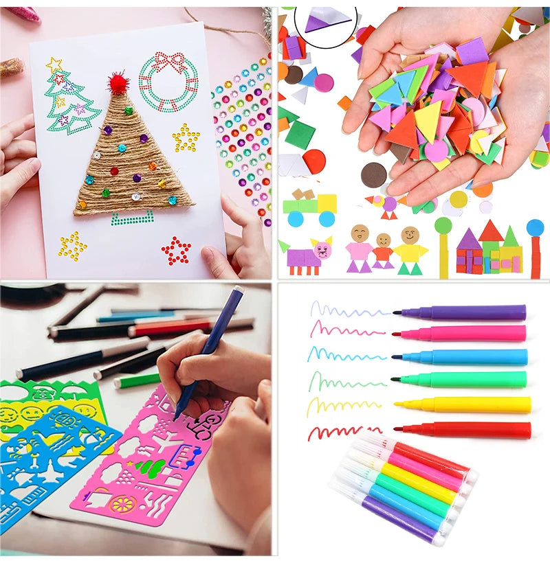 Arts and Crafts Supplies for Kids Toddlers Crafting Collage DIY Arts Set Assorted Creative Handmade Toys Kit Montessori Gifts