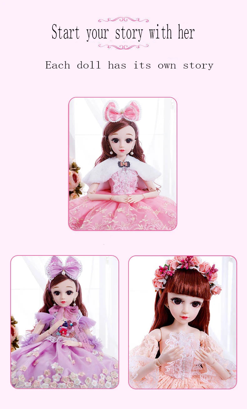 60cm Fashion Girl Dolls Large Original Handmade 1/3 Doll Full Set 15 Jointed Doll Girls Toys for Children Kids Gif Fashion Doll