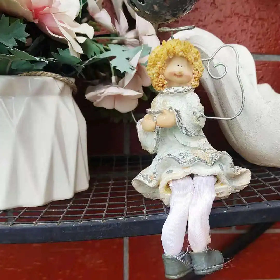 Pastoral Four Hanging Feet Little Angel Resin Accessories Outdoor Park Lawn Figurines Crafts Garden Balcony Sculpture Decoration