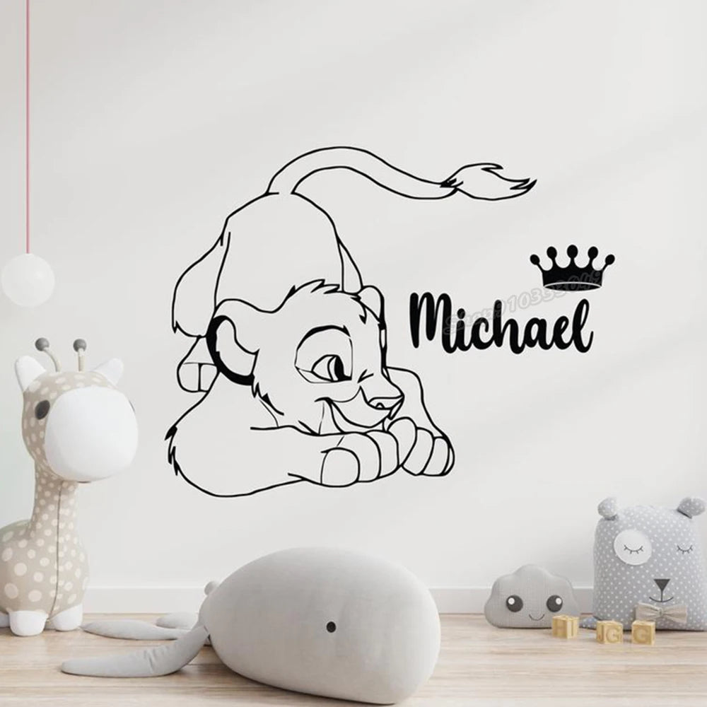 Lion Wall Decal Kids Boys Name Personalized Name Wall Sticker Lion Sticker for Kids  Room Boys Bedroom Decoration Mural B420