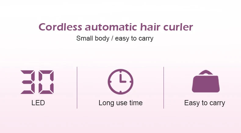 Automatic Hair Culers 3 Color Option USB Charging Portable Wireless Rotate Hair Curler Auto Hair Curling Iron Anti Scalding