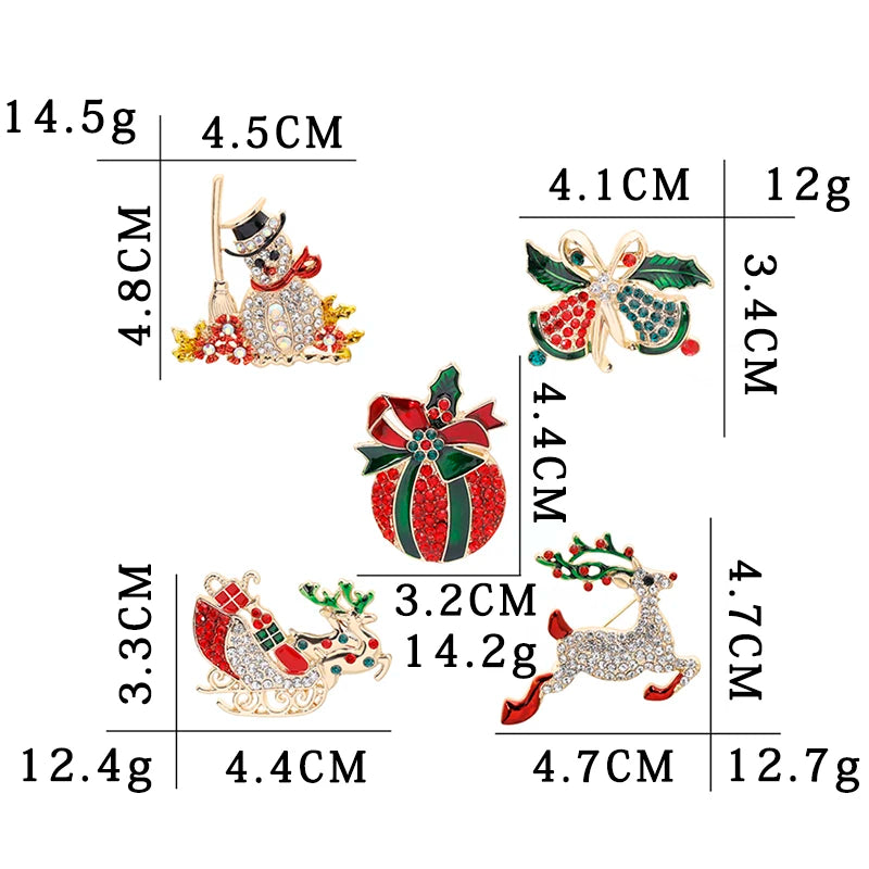 New Christmas Brooches Pins Cute Santa Snowman Claus Hat gloves Bells Socks Candy Enamel Pin Badges Brooch For Women Gift