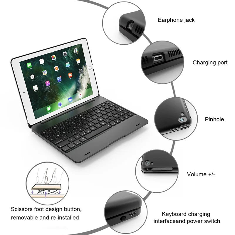 Keyboard Case For iPad 9.7 2017 2018 5th 6th generation iPad Air 1 2 ipad pro 9.7 Mini 1 2 3 4 5 bluetooth keyboard Cover cases