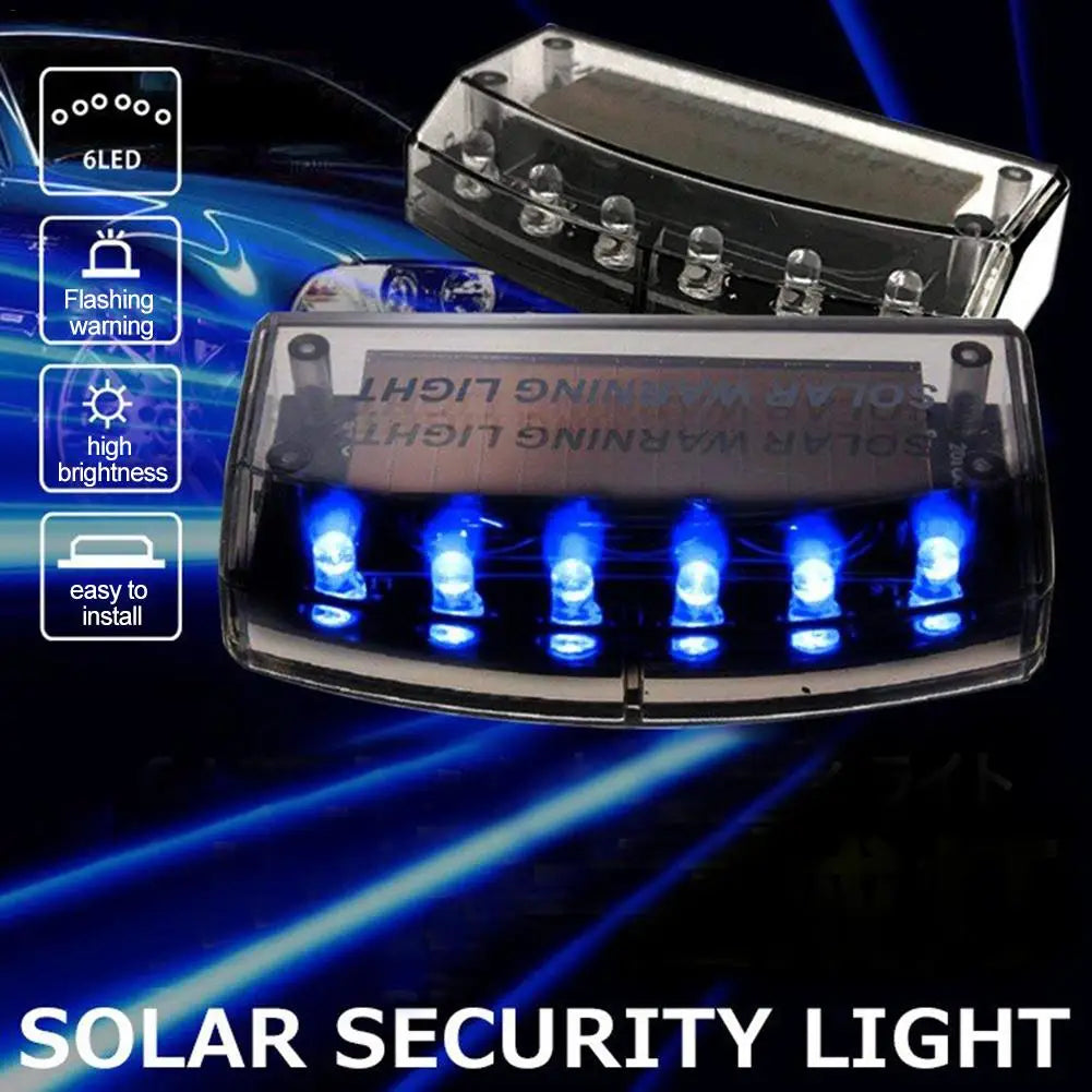 6 LEDs Auto Solar Charger Car Burglar Alarm Lamp Sensor Security Warning Light Security Warning Light Safty Night Driving Signal