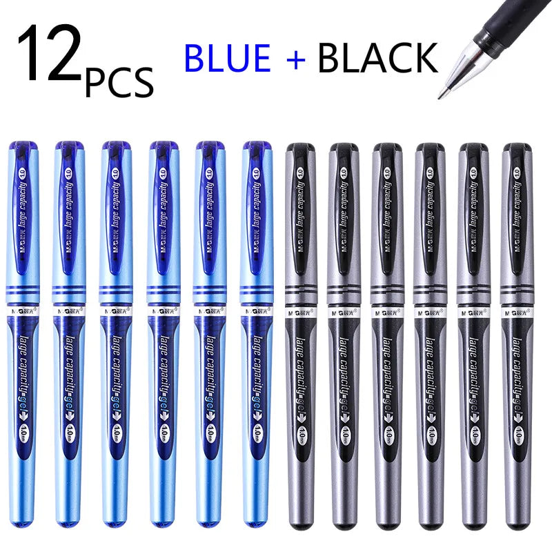 12PCS M&G Simple Pure Gel Pen 0.5mm M&G black blue red pen gel ink refill gelpen school office supplies stationary pens