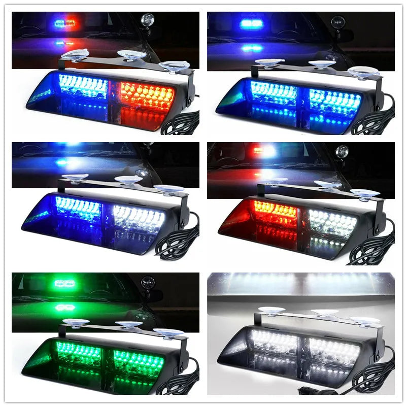 Green LED Windshield Strobe Light Bar 16LED Dash Emergency Warning Hazard Lamp Security System Emergency Strobe Light 12V