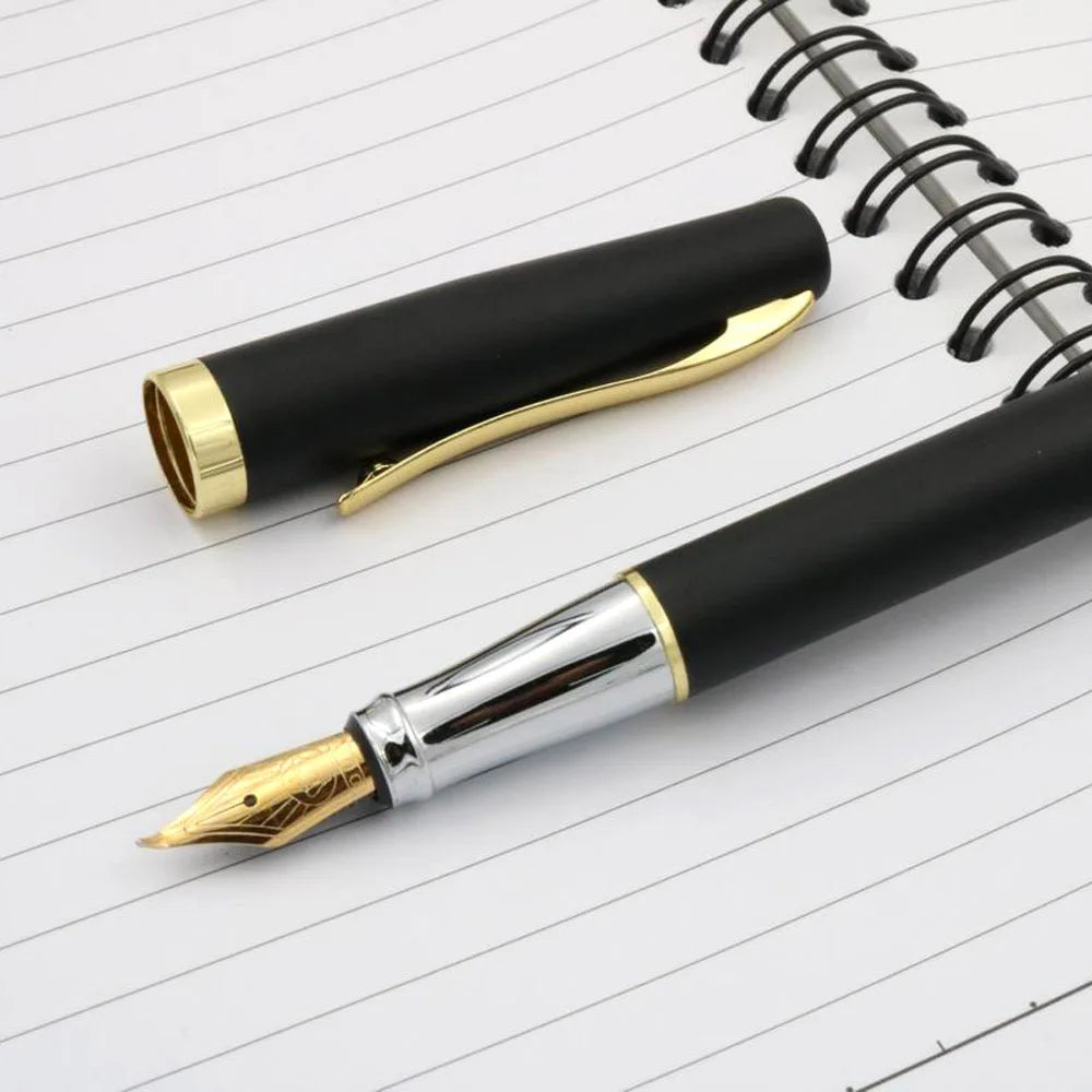 Classic Duke 209 Fountain Pen Golden Matte Black 1.0MM Bent Fude Nib Ink Business Stationary