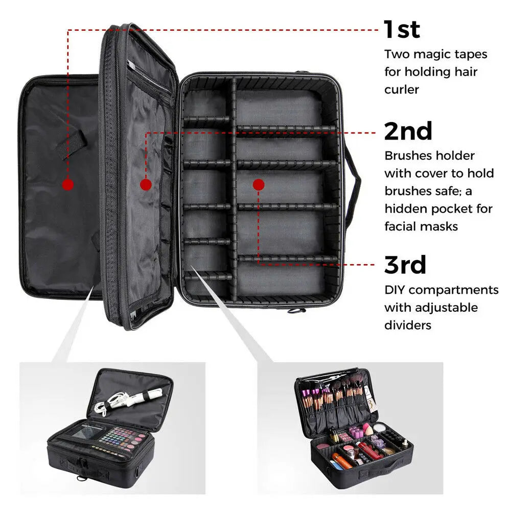 Professional Makeup Box Large Capacity Makeup Artist Portable Cosmetic Brush Organize Case Storage Bag Travel For Women 2024