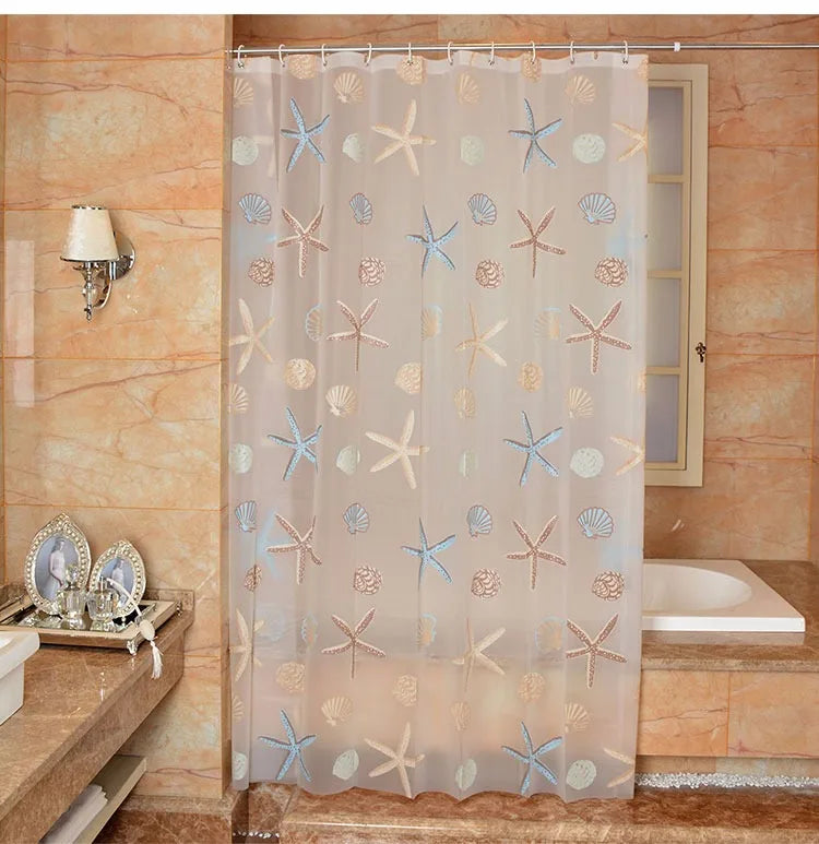 Clear PEVA Waterproof Mildew Bathroom Curtain Seaside Style Shower  Modern  WY615