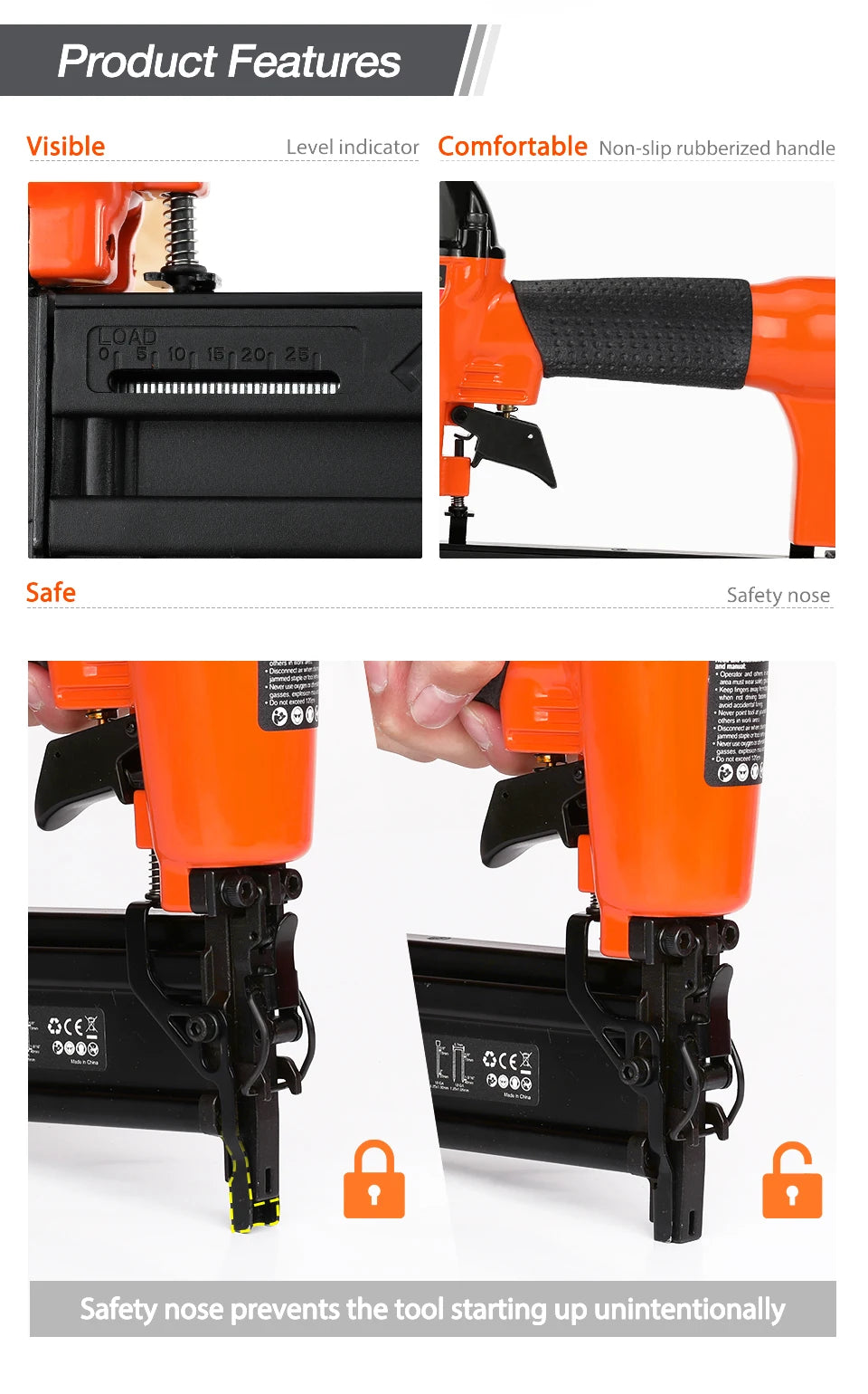 ValueMax 2 in1 Air Nail Gun Furniture Brad Nailer Pneumatic Gun Wood Frame Stapler Pneumatic Tool Power Tools with 400pc Staples