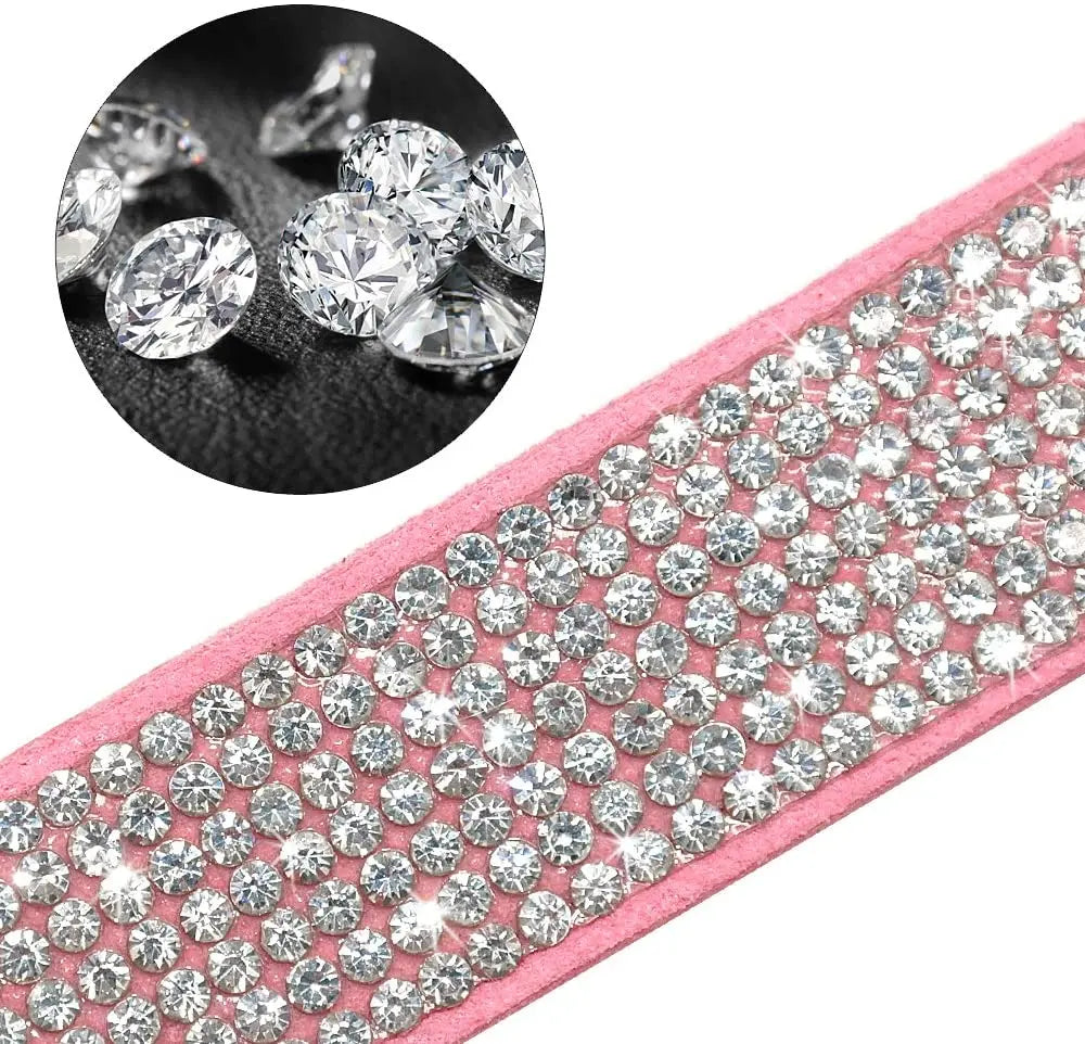 Pet Harness Leash With Rhinestone Bling Crystal Adjustable Chest Strap Soft Suede Bow Leather High Quality Drop Shipping