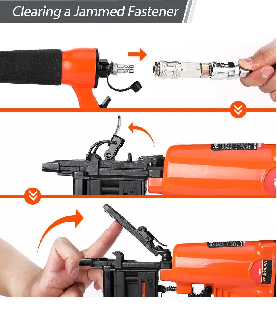 ValueMax 2 in1 Air Nail Gun Furniture Brad Nailer Pneumatic Gun Wood Frame Stapler Pneumatic Tool Power Tools with 400pc Staples