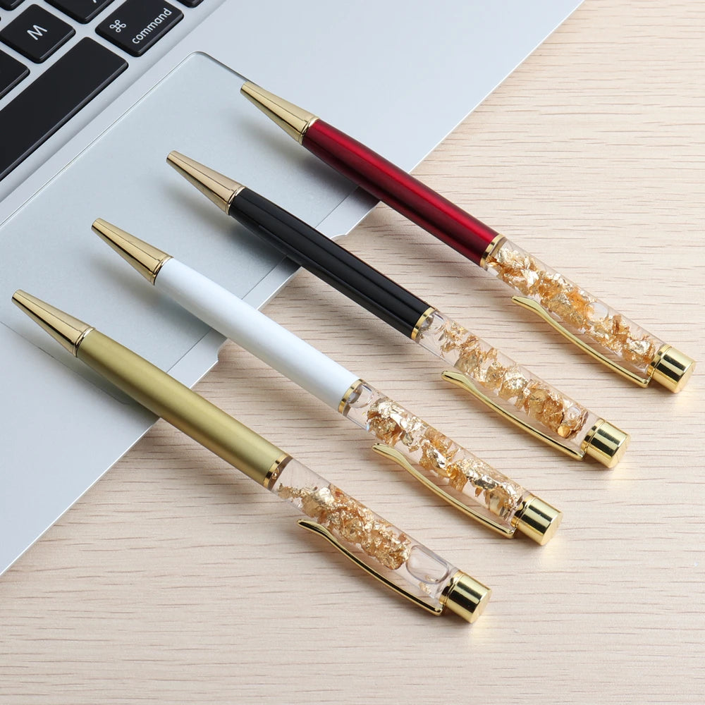 GENKKY Luxury Ballpoint Pen Flow Oil Crystal Foil Metal Pen Cute Stationary Novelty pens for writing School Office Accessories