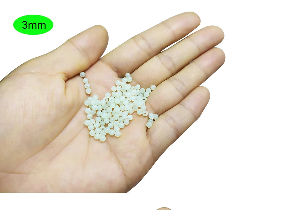 100pcs/lot Soft Fishing Beads Stopper 3mm-12mm Luminous Round Fishing Space Beans Stops Soft Rubber Rig Lure Accessories