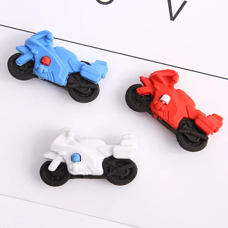 3 Pcs Motorcycle Eraser Korean Stationery Cute Cartoon Gift Wholesale Kawaii School Supplies Kids Stationary Kawaii Prizes Gifts