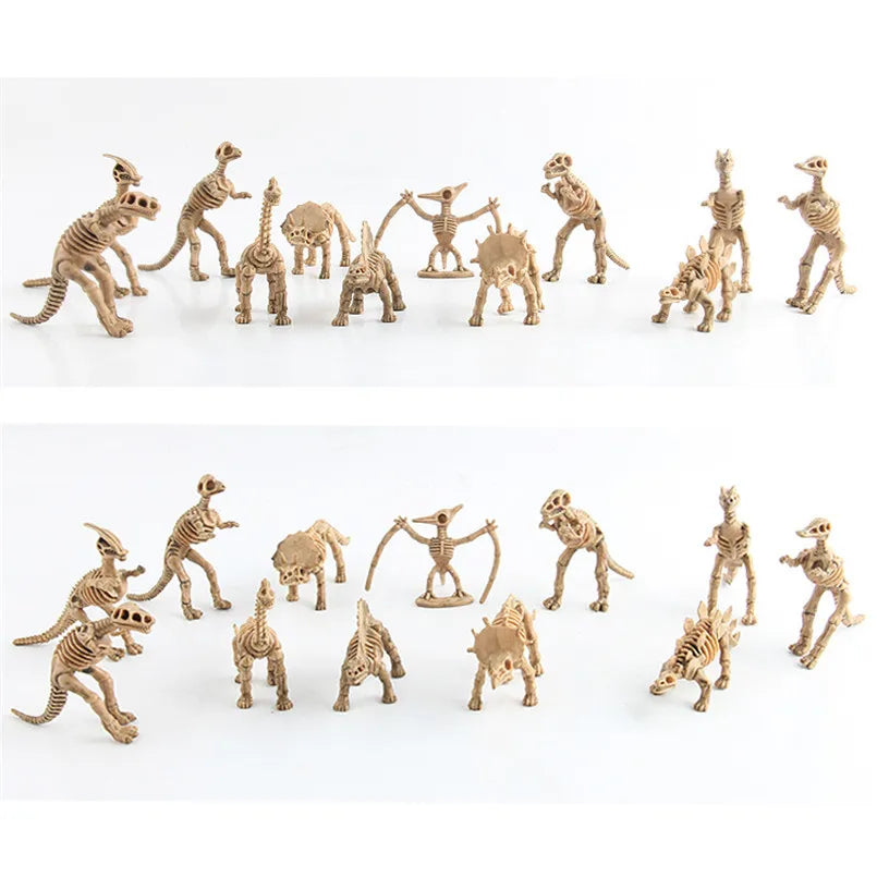 12Pcs Mini Dinosaur Skeleton Fossils Bones Action Figures Toys Kit Simulation Dinosaur Model Educational Toy For Children Boys