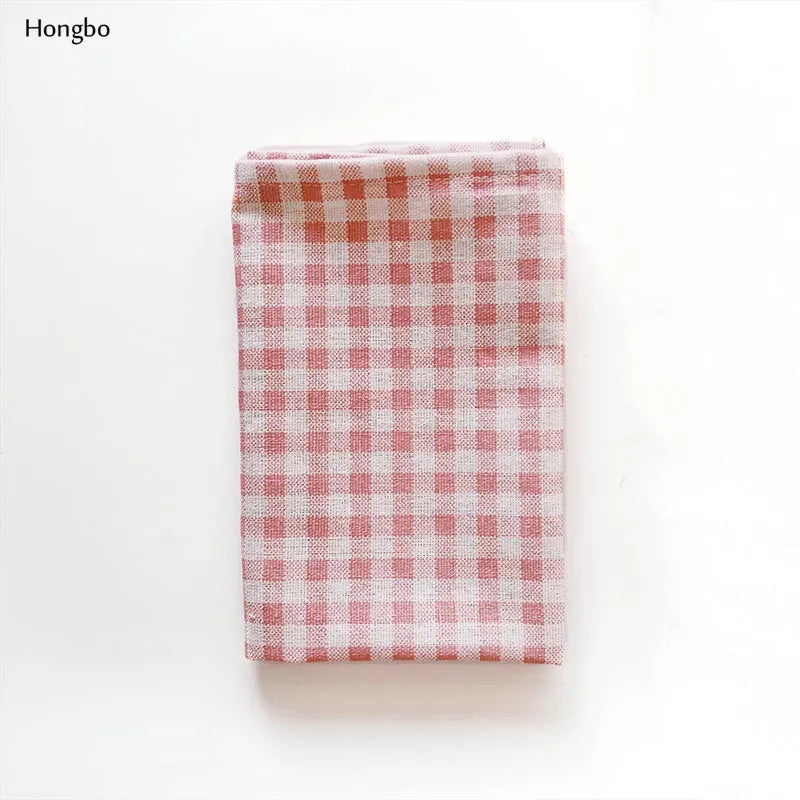 Hongbo 1 Pcs Plaid Cotton Placemat Japanese Fashion Style Fabric Table Mats Napkins Simple Design Tableware Kitchen Tool