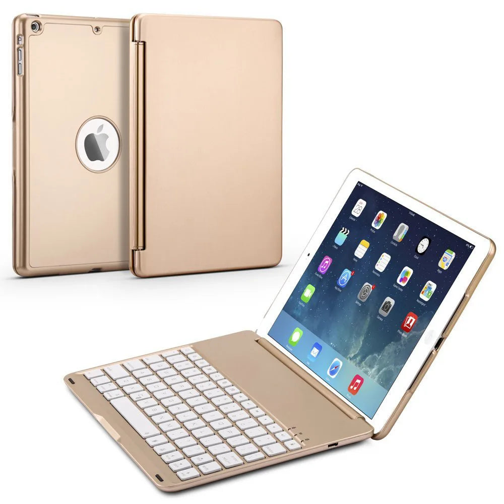 For New iPad 9.7 2017 7 Colors LED Backlit 360 Degree Swivel Rotating Smart Clamshell Wireless Bluetooth Keyboard Case Cover