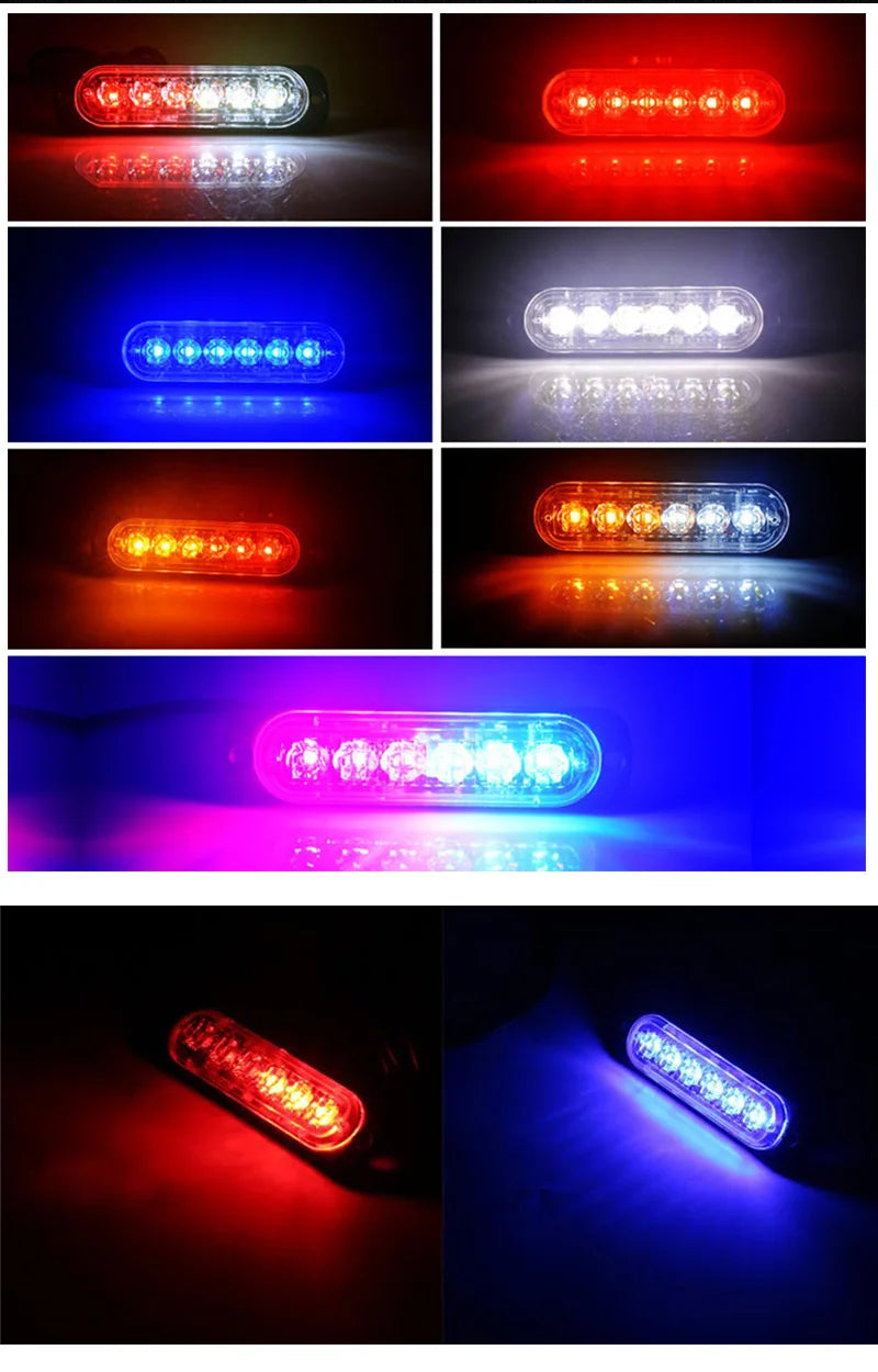 Light Bar Work Ligth 6 LED Flash Emergency Car Vehicle Warning Strobe Flashing Lights for Motorcycle Tractor Ultra-thin Lamp 12V