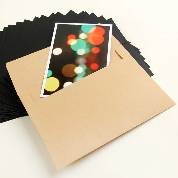 10pcs/pack 17.5x12.5cm kraft white (ivory white) black paper Envelope Message Card Letter Stationary Storage Paper Gift