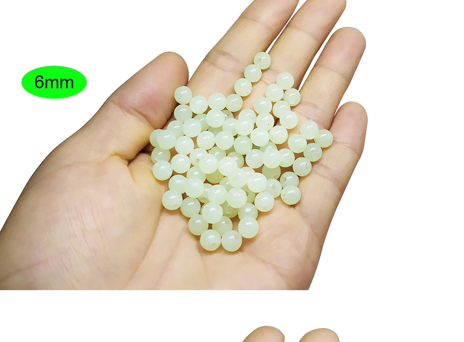 100pcs/lot Soft Fishing Beads Stopper 3mm-12mm Luminous Round Fishing Space Beans Stops Soft Rubber Rig Lure Accessories