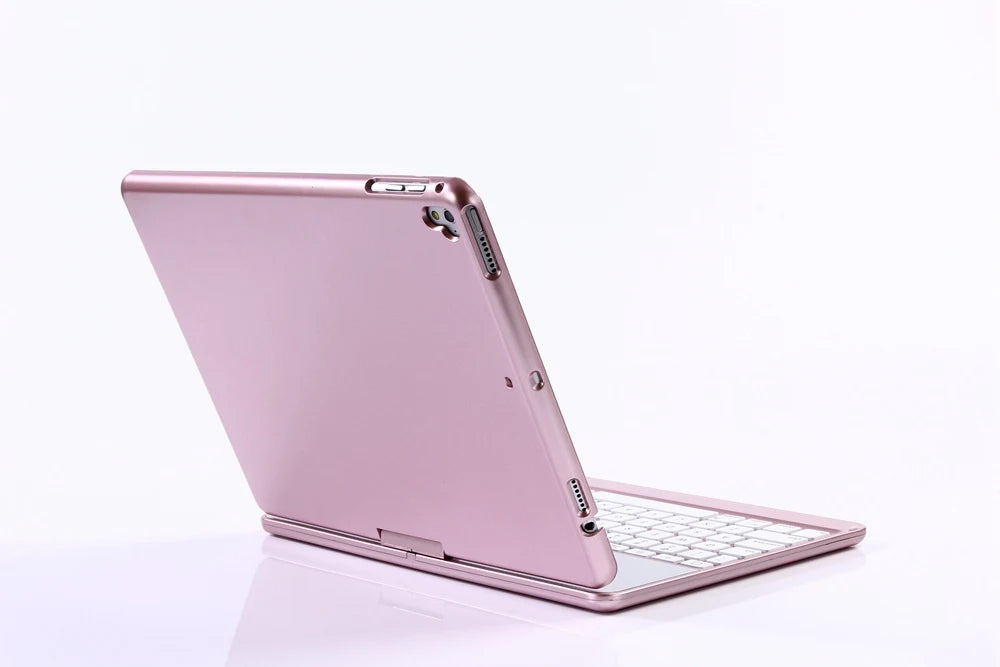 For New iPad 9.7 2017 7 Colors LED Backlit 360 Degree Swivel Rotating Smart Clamshell Wireless Bluetooth Keyboard Case Cover