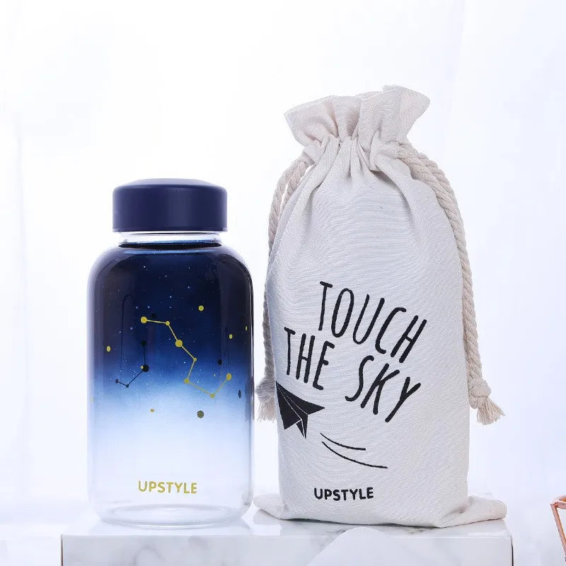 Sky Glass Water Bottle with Sleeve 600ml Cup Gradient Color Sport Bottles Fashion Camping Bottle Tour Drinkware Drop Shipping