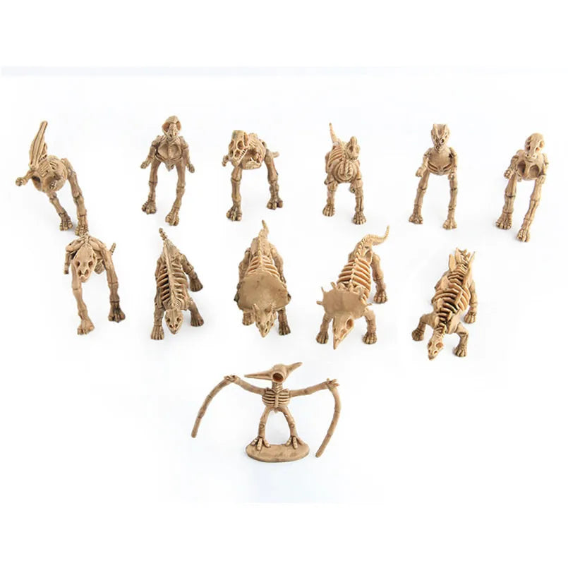 12Pcs Mini Dinosaur Skeleton Fossils Bones Action Figures Toys Kit Simulation Dinosaur Model Educational Toy For Children Boys