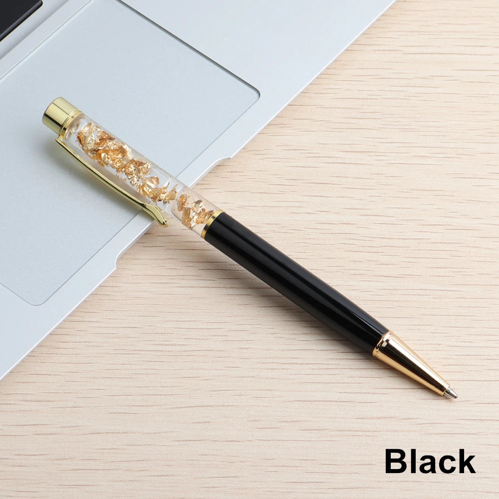 GENKKY Luxury Ballpoint Pen Flow Oil Crystal Foil Metal Pen Cute Stationary Novelty pens for writing School Office Accessories