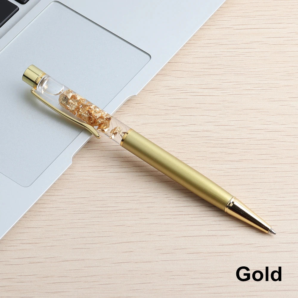 GENKKY Luxury Ballpoint Pen Flow Oil Crystal Foil Metal Pen Cute Stationary Novelty pens for writing School Office Accessories