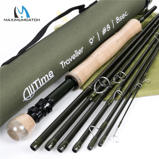 Maximumcatch AllTime 8pc Travel Fly Fishing Rod 5wt/6wt/8wt 9ft Pure 30T Carbon Fiber Fast Action Fly Rod