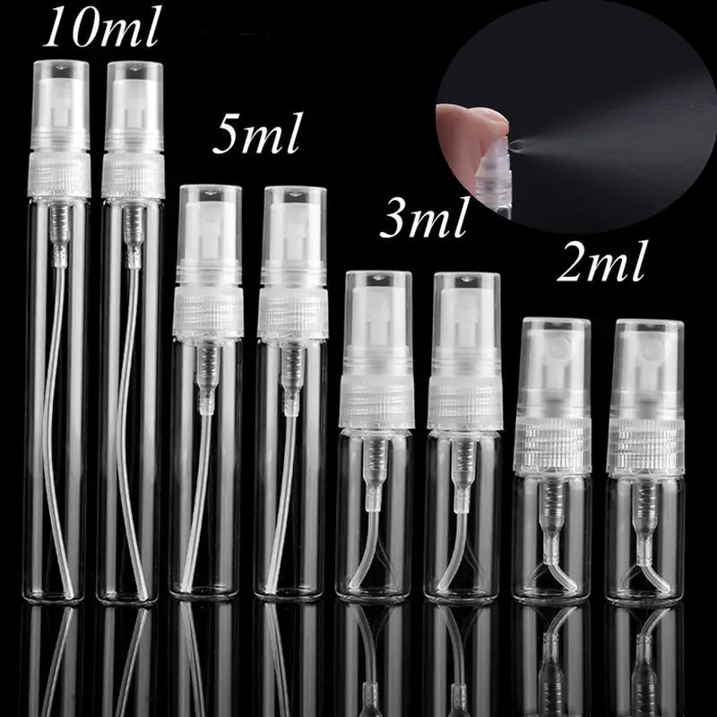 5pcs/pack 2ML 3ML 5ML 10ML Clear Mini Perfume Glass Bottle Empty Cosmetics Bottle Sample Test Tube Thin Glass Vials Amber